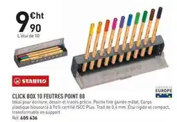 Hyperburo Stabilo - click box 10 feutres point 88 offre