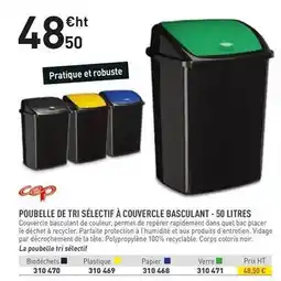 Hyperburo Poubelle de tri sélectif à couvercle basculant offre