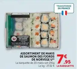 Maximarché U - assortiment de makis de saumon des fjords de norvege offre