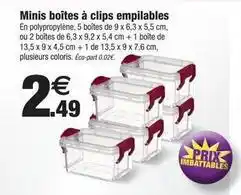 Bazarland Minis boîtes à clips empilables offre
