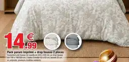 Bazarland Pack parure imprimé + drap housse 2 places offre