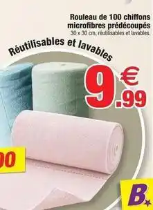 Bazarland Rouleau de 100 chiffons microfibres prédécoupés offre