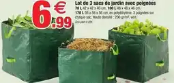 Bazarland Lot de 3 sacs de jardin avec poignées offre