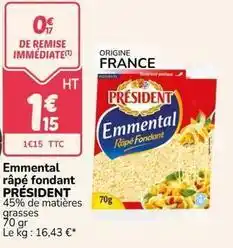 Promocash Président - emmental rapé fondant offre