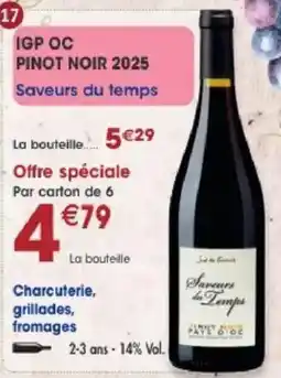 Maximo Saveurs du temps IGP OC Pinot Noir 2025 offre