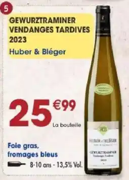 Maximo Huber & Bléger GEWURZTRAMINER VENDANGES TARDIVES offre