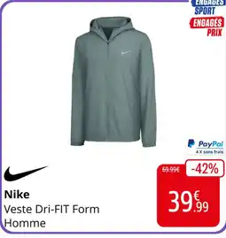 Intersport Nike Veste Dri-FIT Form Homme offre