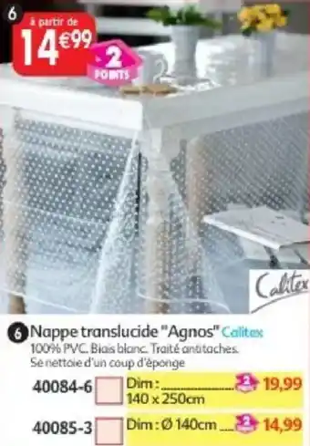 Maximo Calitex Nappe translucide "Agnos" offre