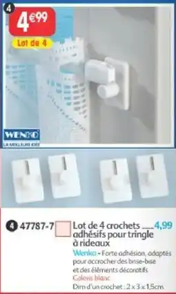 Maximo Wenko lot de 4 crochets adhesifs pour tringle a rideaux offre