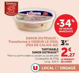 Super U SIMON DUTRIAUX Tartinable de Thon offre