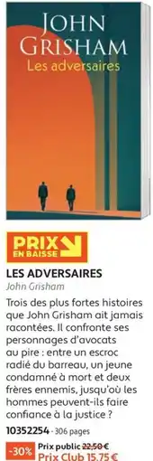 France Loisirs John Grisham Les adversaires offre
