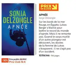 France Loisirs Sonja delzongle apnée offre