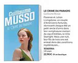 France Loisirs Guillaume musso le crime du paradis offre