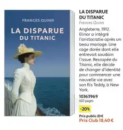 France Loisirs Frances quinn la disparue du titanic offre