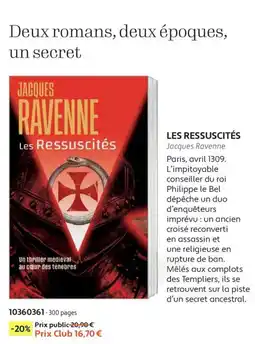 France Loisirs Jacques Ravenne Les Ressuscités offre