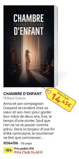 France Loisirs Thibaut solano chambre d'enfant offre