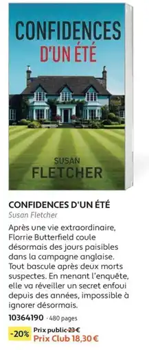 France Loisirs Susan Fletcher Confidences d'un été offre