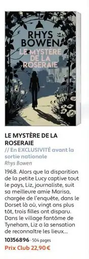 France Loisirs Rhys Bowen Le mystère de la roseraie offre