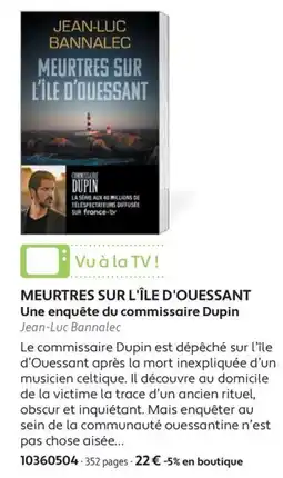 France Loisirs Jean-Luc Bannalec Meurtres sur l'île d'Ouessant offre