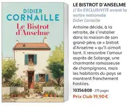 France Loisirs Didier Cornaille Le Bistrot d'Anselme offre