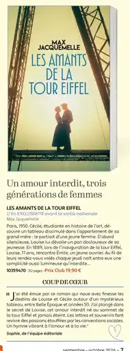 France Loisirs Max Jacquemelle Les Amants de la Tour Eiffel offre