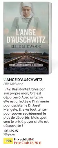 France Loisirs Ellie Midwood L'Ange d'Auschwitz offre