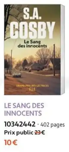 France Loisirs S.A. COSBY Le Sang des innocents offre