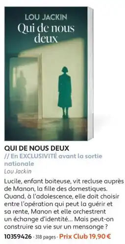 France Loisirs Lou Jackin Qui de nous deux offre