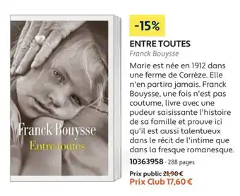 Franck Bouysse Entre toutes