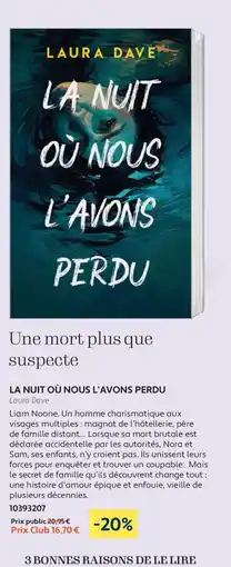 France Loisirs La nuit ou nous l'avons perdu offre