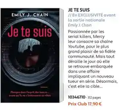 France Loisirs Emily J. Chain Je te suis offre