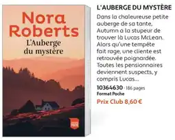 France Loisirs Nora Roberts L'Auberge du mystère offre