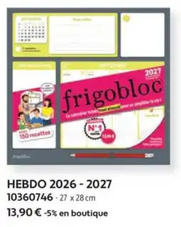 France Loisirs frigobloc HEBDO 2026 - 2027 offre