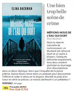 France Loisirs Elina backman méfions-nous de l'eau qui dort offre