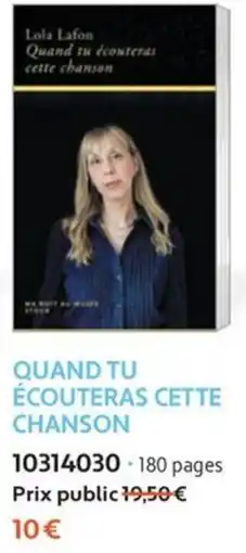France Loisirs Lola Lafon Quand tu écouteras cette chanson offre