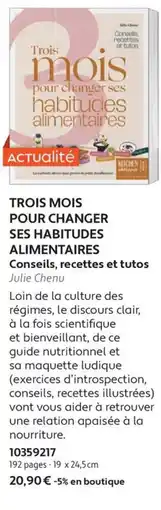 France Loisirs Trois mois pour changer ses habitudes alimentaires offre