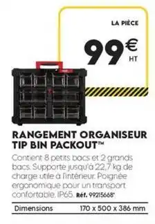 Tout faire matériaux Rangement organiseur tip bin packout offre