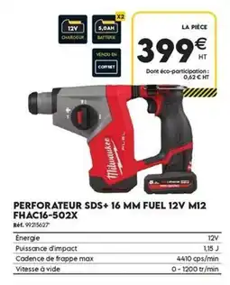 Tout faire matériaux Bosch - perforateur sds+ 16 mm fuel 12v m12 fhac16-s02x offre