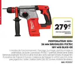 Tout faire matériaux Bosch - perforateur sds+ 26 mm brushless fixtec 18v m18 blh-ox offre