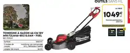 Tout faire matériaux Milwaukee - tondeuse a gazon +6 cm 18v m18 flm46-002 8.0ah-fuel offre