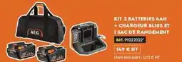 Tout faire matériaux Aeg - kit 2 batteries 4ah + chargeur bl185 et 1 sac de rangement offre