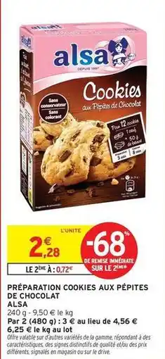 Intermarché Contact Alsa - préparation cookies aux pépites de chocolat offre