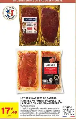 Intermarché Contact Labeyrie - lot de 2 magrets de canard marines au piment d'espelette offre