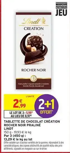Intermarché Contact Lindt - tablette de chocolat création offre