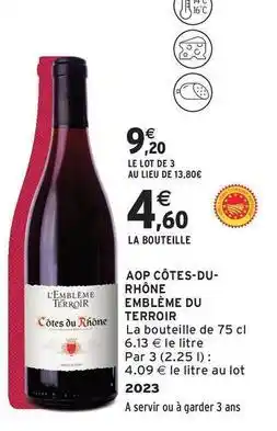Intermarché Contact Côtes du rhône - aop côtes-du- rhône embléme du terroir offre