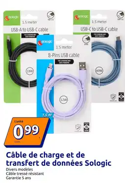 Action Sologic Câble de charge et de transfert de données offre