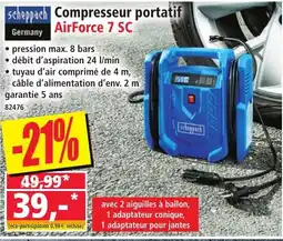 Norma scheppach Compresser portatif AirForce 7 SC offre