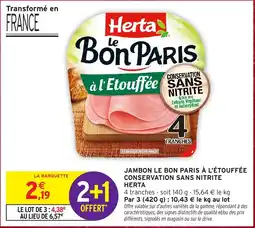 Intermarché Herta Jambon le bon paris à l'étouffée offre