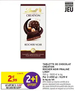 Intermarché Lindt CREATION ROCHER NOIR offre