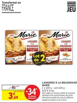 Intermarché Marie Lasagnes à la bolognaise offre